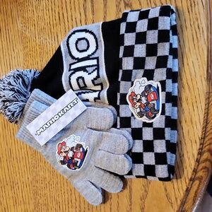 Mario Kart hat and gloves set